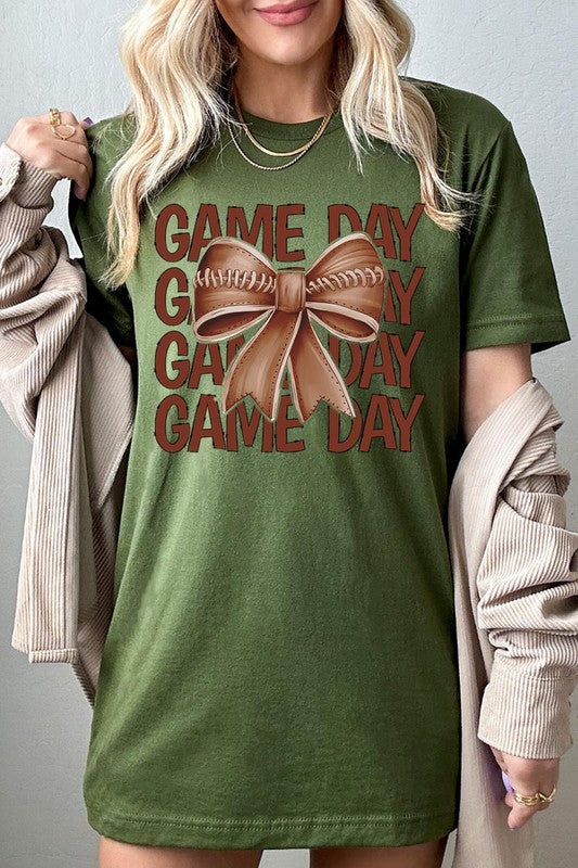 Game Day Football Bow Graphic Tee