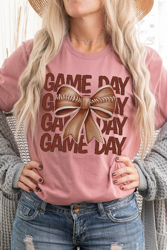 Game Day Football Bow Graphic Tee