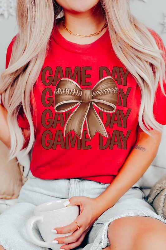 Game Day Football Bow Graphic Tee