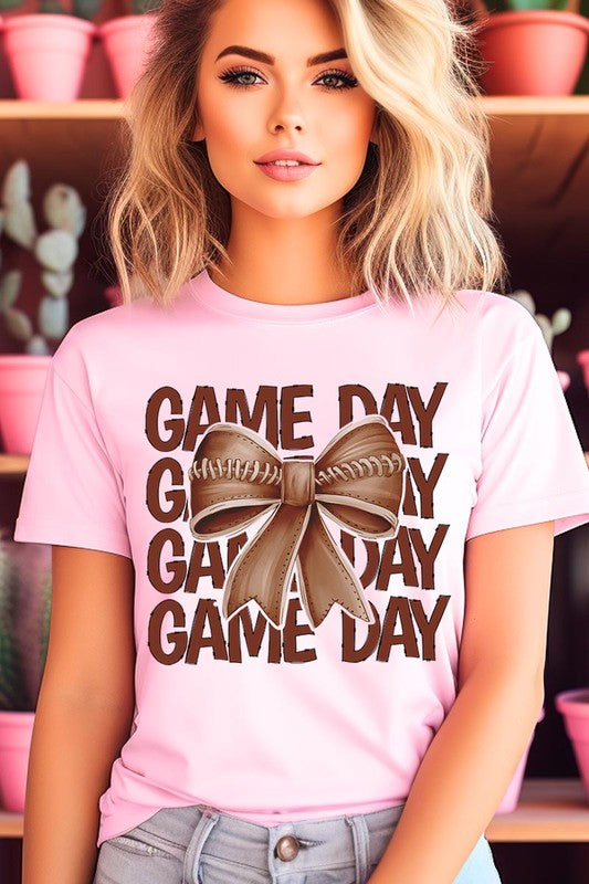 Game Day Football Bow Graphic Tee