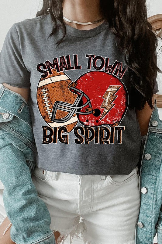 Small Town Big Spirit Football Graphic Tee