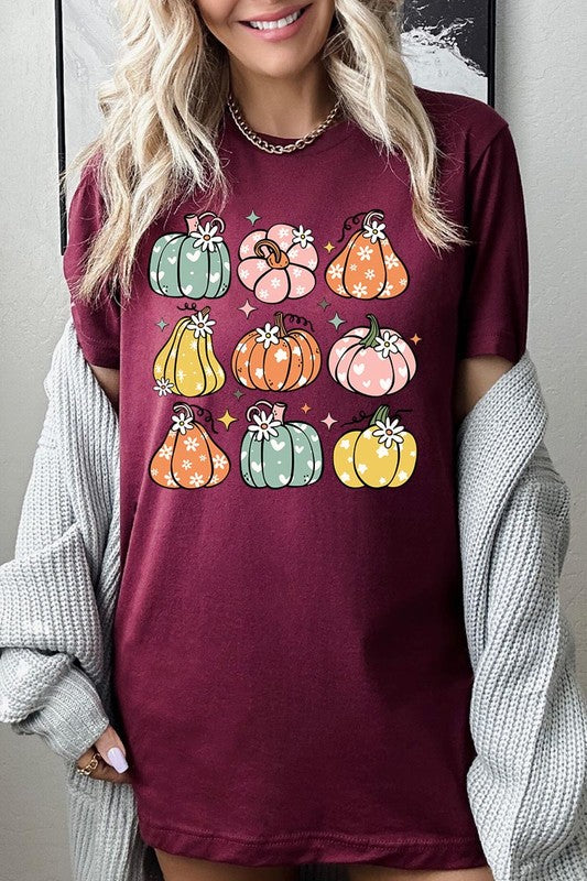 Pumpkins & Daisies Retro Fall Graphic Tee