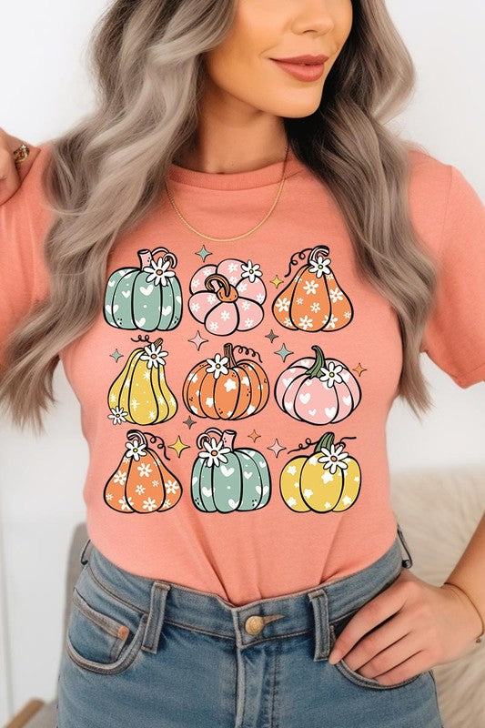 Pumpkins & Daisies Retro Fall Graphic Tee