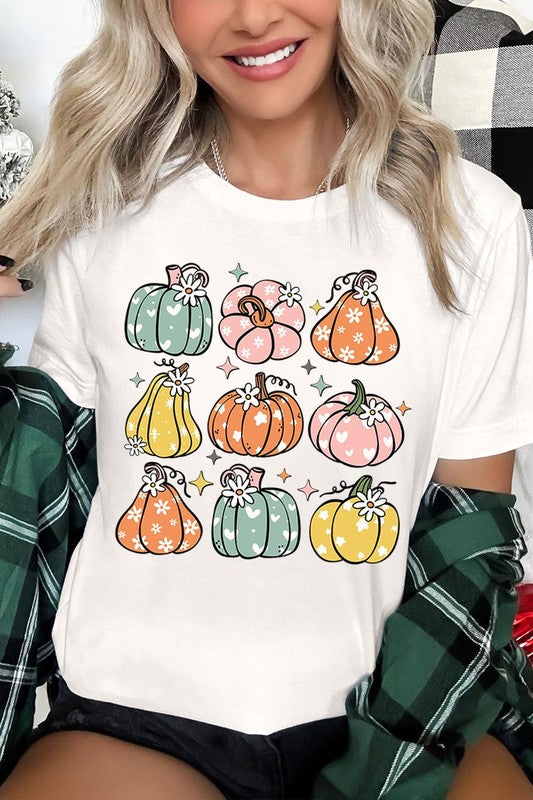 Pumpkins & Daisies Retro Fall Graphic Tee