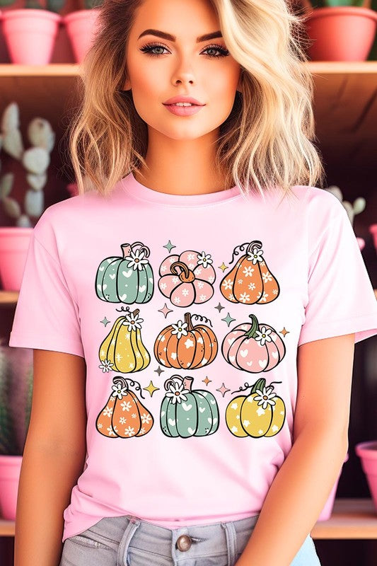 Pumpkins & Daisies Retro Fall Graphic Tee