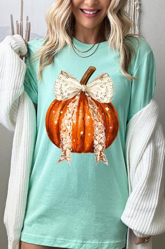 Coquette bow Halloween Pumpkin Graphic Tee