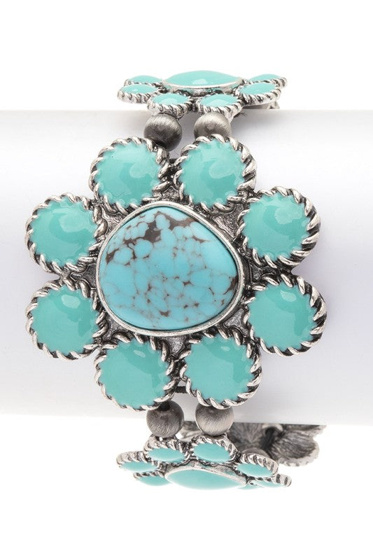 Stone Enamel Flower Stretch Bracelet