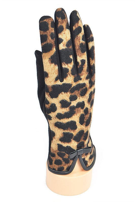 Leopard Printed Fleeced Smart Gloves