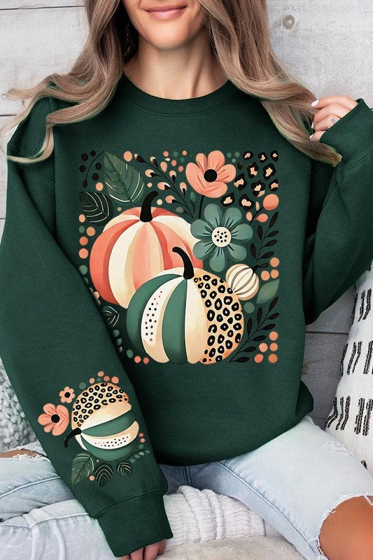 Boho Fall Leopard Pumpkins Graphic Sweatshirts