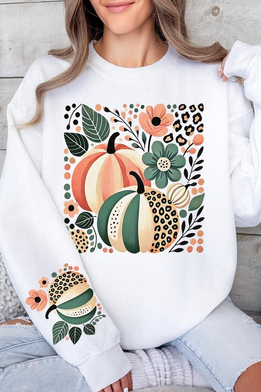 Boho Fall Leopard Pumpkins Graphic Sweatshirts