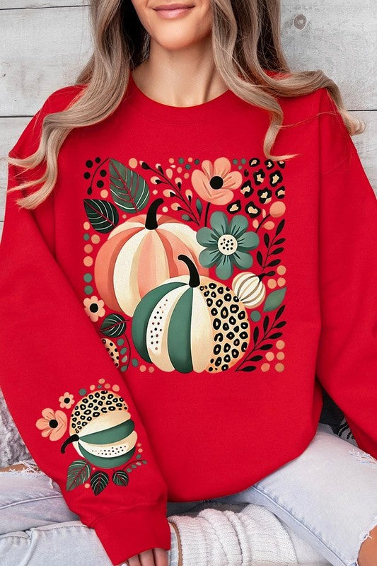 Boho Fall Leopard Pumpkins Graphic Sweatshirts