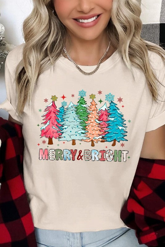 Colorful Christmas Trees Graphic Tee