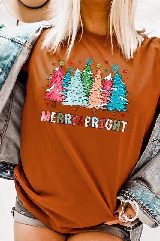 Colorful Christmas Trees Graphic Tee