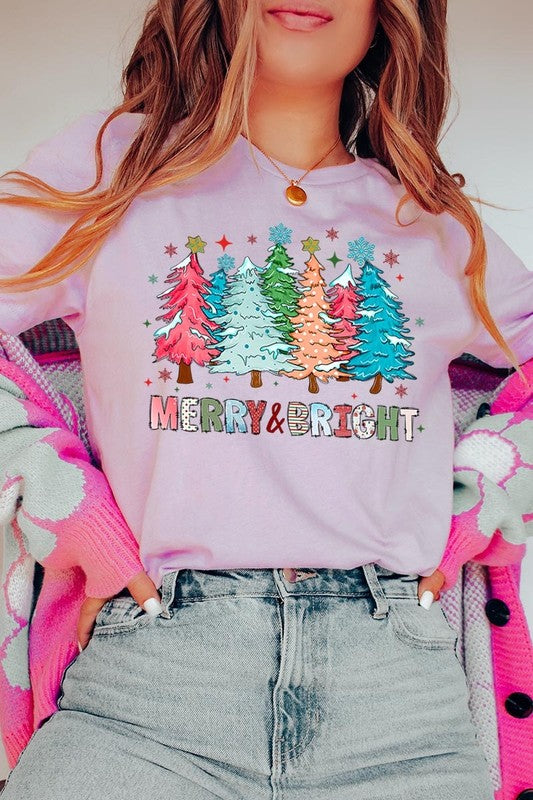 Colorful Christmas Trees Graphic Tee