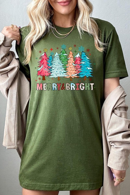 Colorful Christmas Trees Graphic Tee