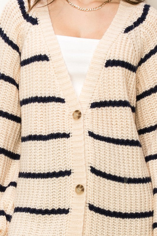 Alina Oversized Striped Sweater Cardigan