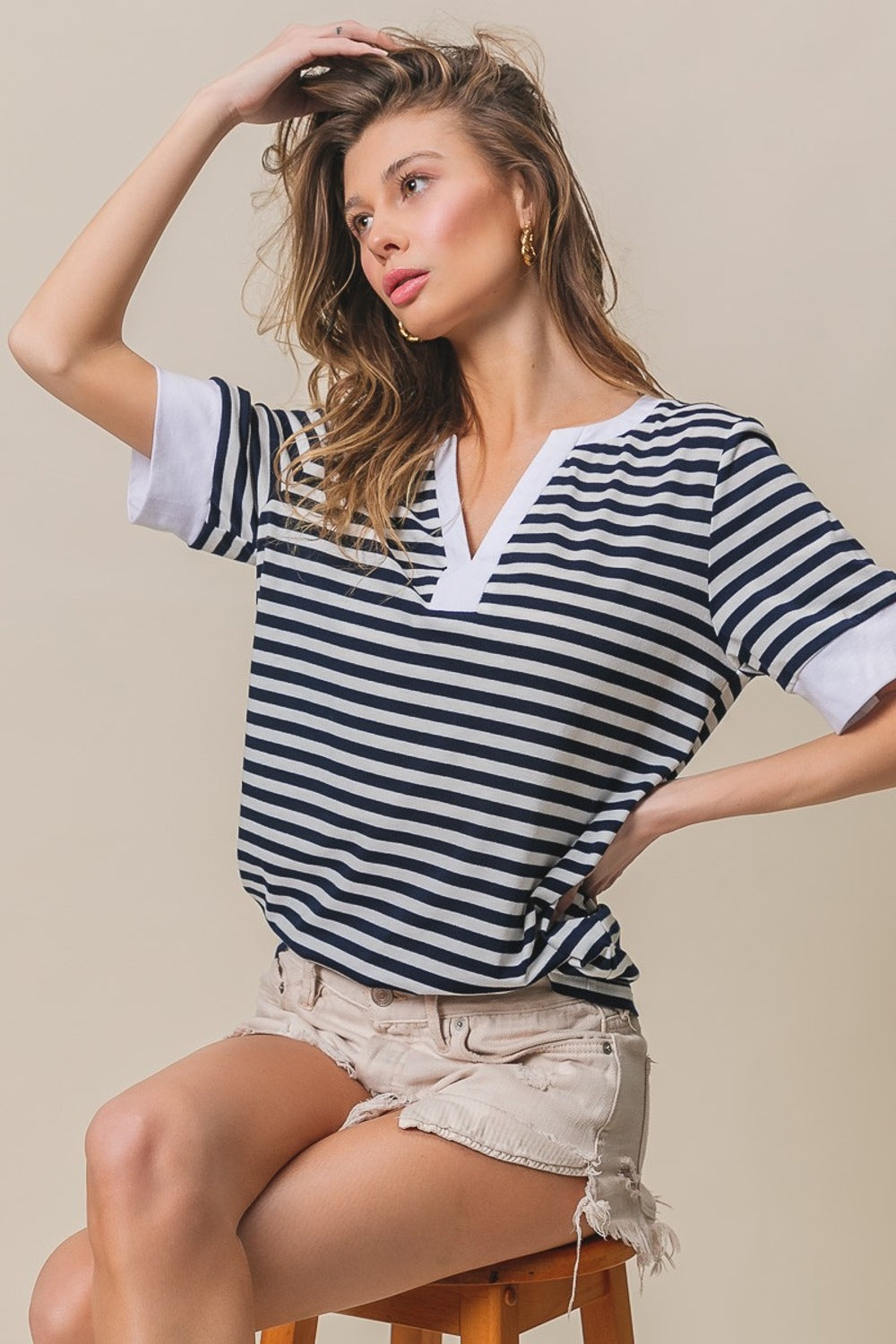 Colby Contrast Striped Knit Top