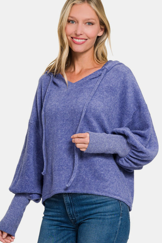 Molly Brushed Hacci Drop Shoulder Cropped Hoodie