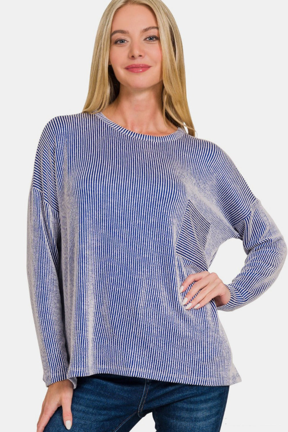 Corina Ribbed Striped Long Sleeve T-Shirt