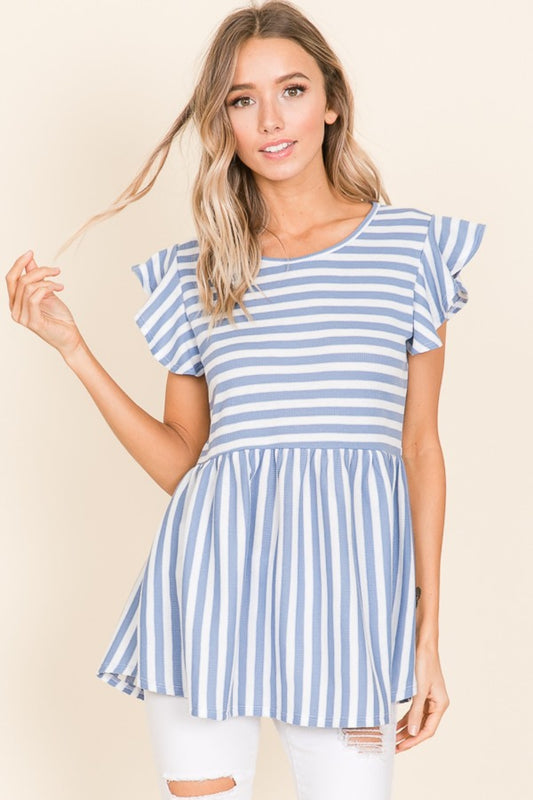 Betsy Striped Round Neck Blouse