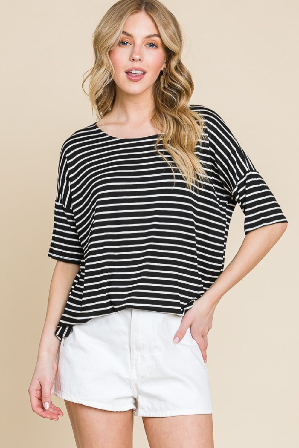 Dina Striped Round Neck Top