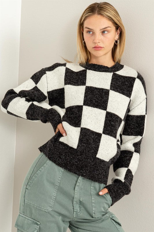 Waverly Checkered Long Sleeve Sweater