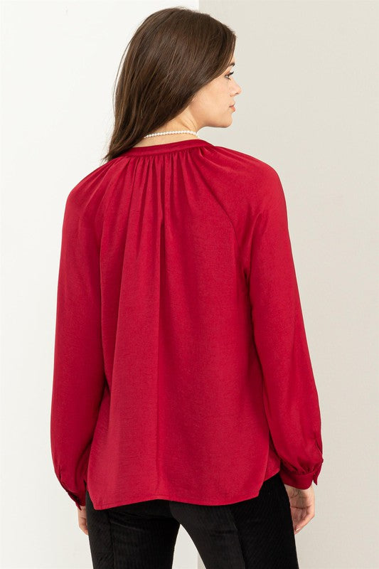 Itzel Long Sleeve Ruffle Blouse