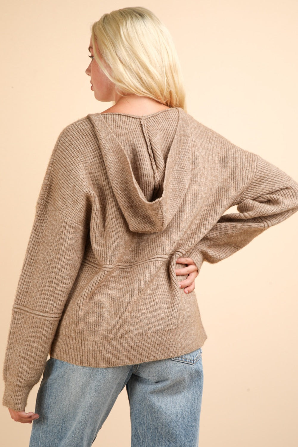 Luna Drop Shoulder Hooded Sweater in Mocha