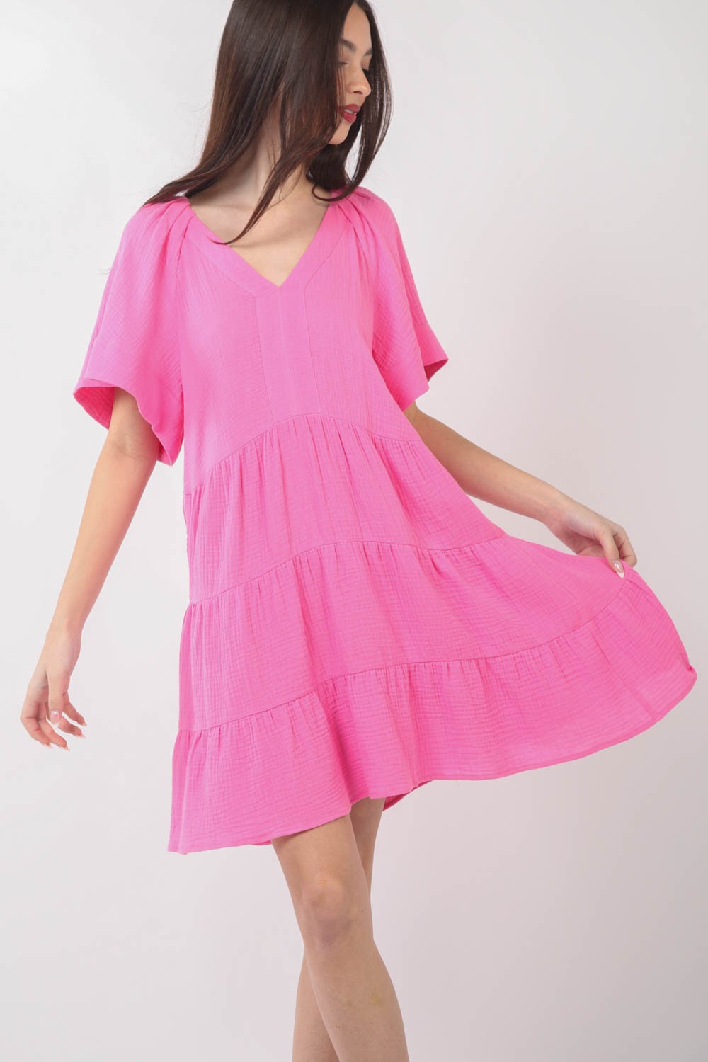 Alyssa V-Neck Ruffled Tiered Dress