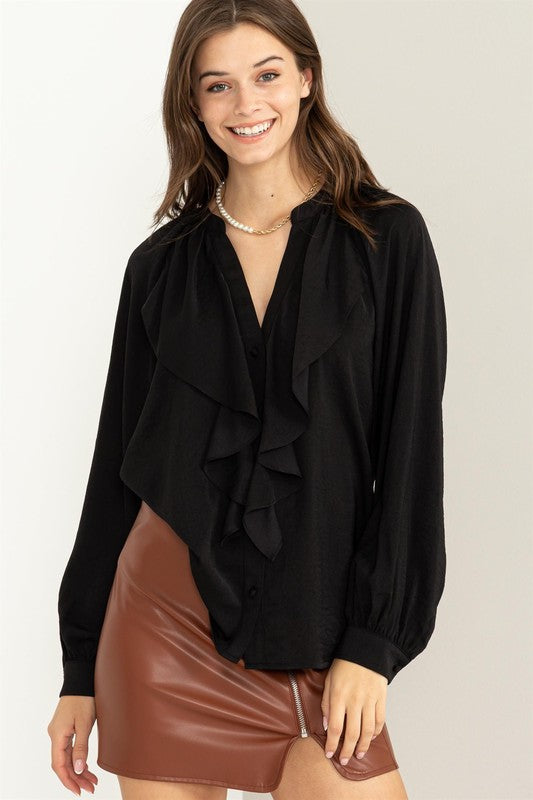 Itzel Long Sleeve Ruffle Blouse