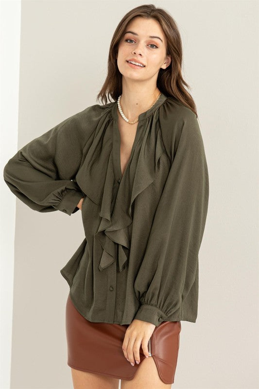 Itzel Long Sleeve Ruffle Blouse