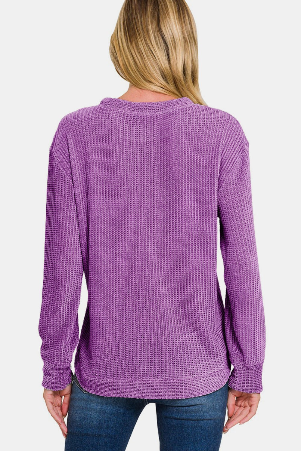 Maddie Chenille Waffle Round Neck Sweater