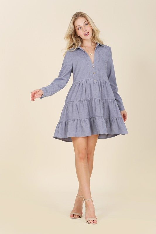 Maren Corduroy Tiered Dress