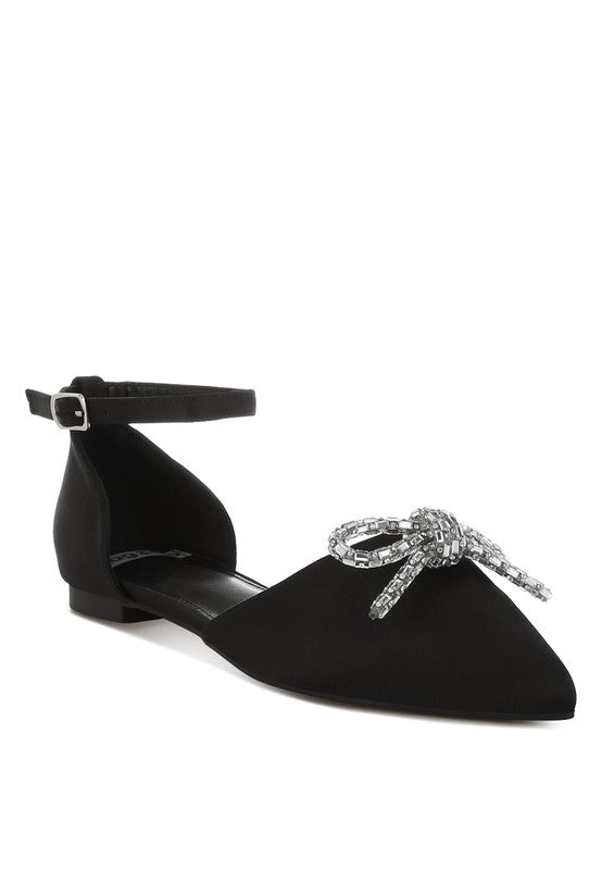 Aleah Rhinestone Bow Flat Sandals