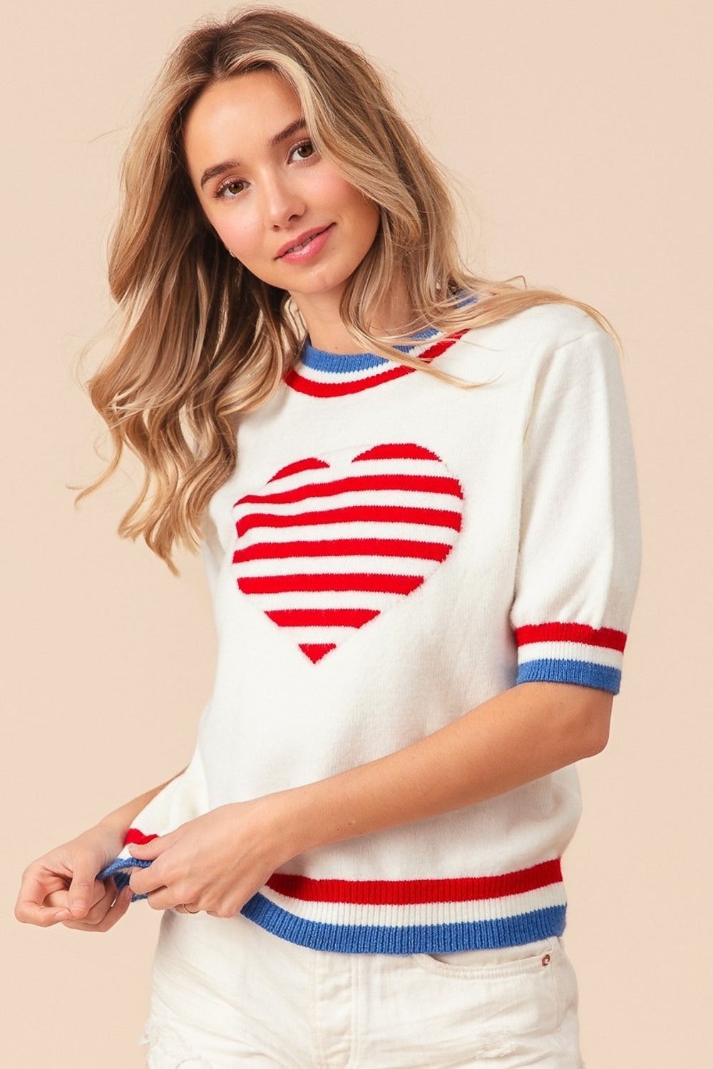 US Striped Heart Sweater