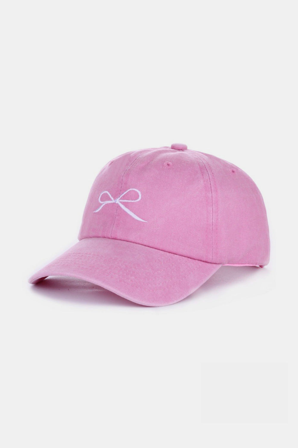 Washed Cotton Cap with Embroidered Bow