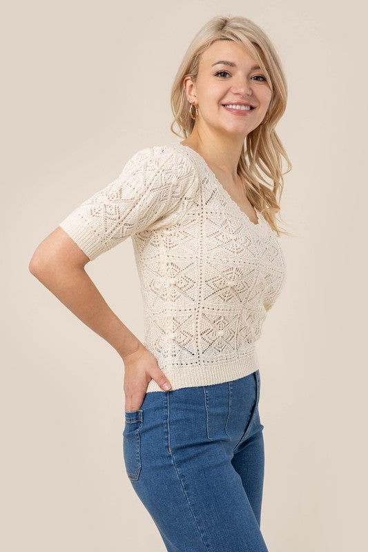 Lizbeth Crochet Knit Top