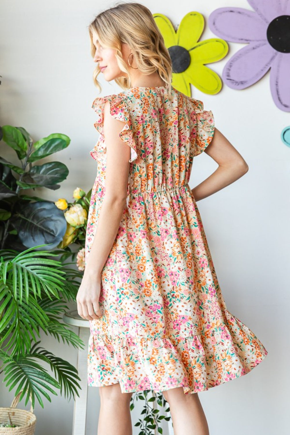 Katarina Floral Ruffled V-Neck Dress