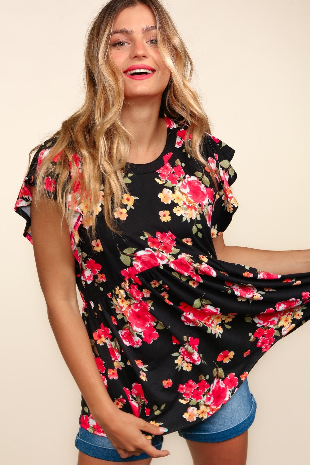 Floral Ruffle Babydoll Top