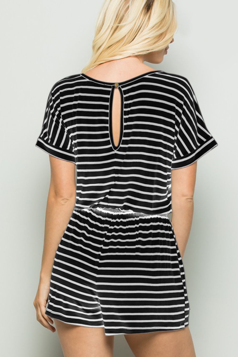 Striped Short Sleeve Romper