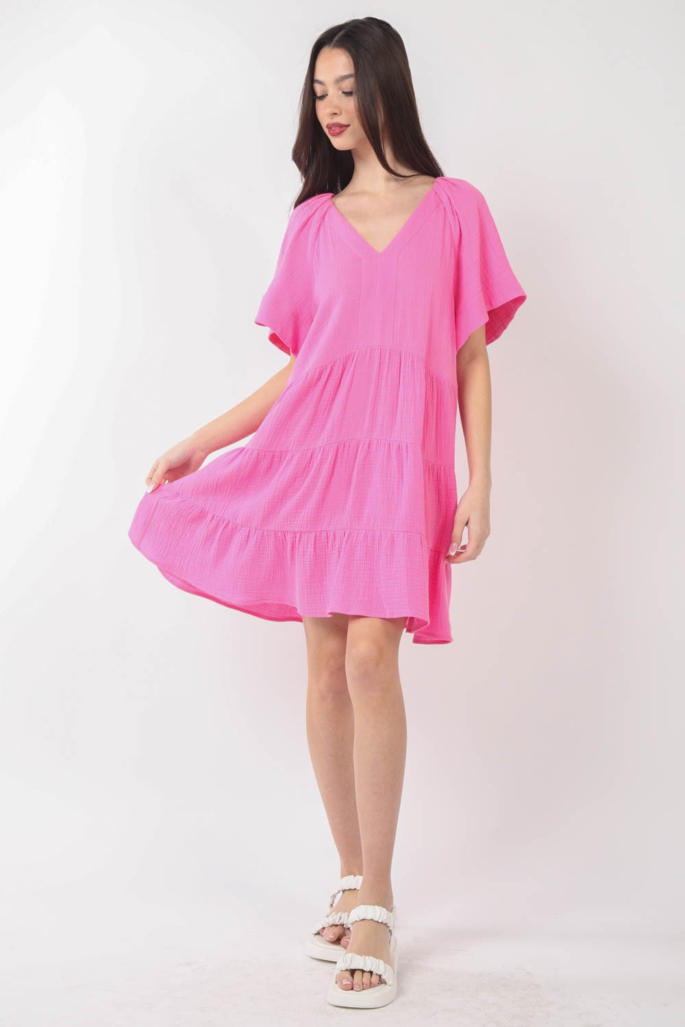 Alyssa V-Neck Ruffled Tiered Dress