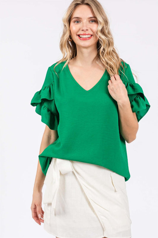 Adria Ruffled V-Neck Blouse