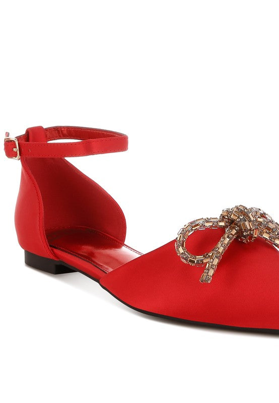 Aleah Rhinestone Bow Flat Sandals