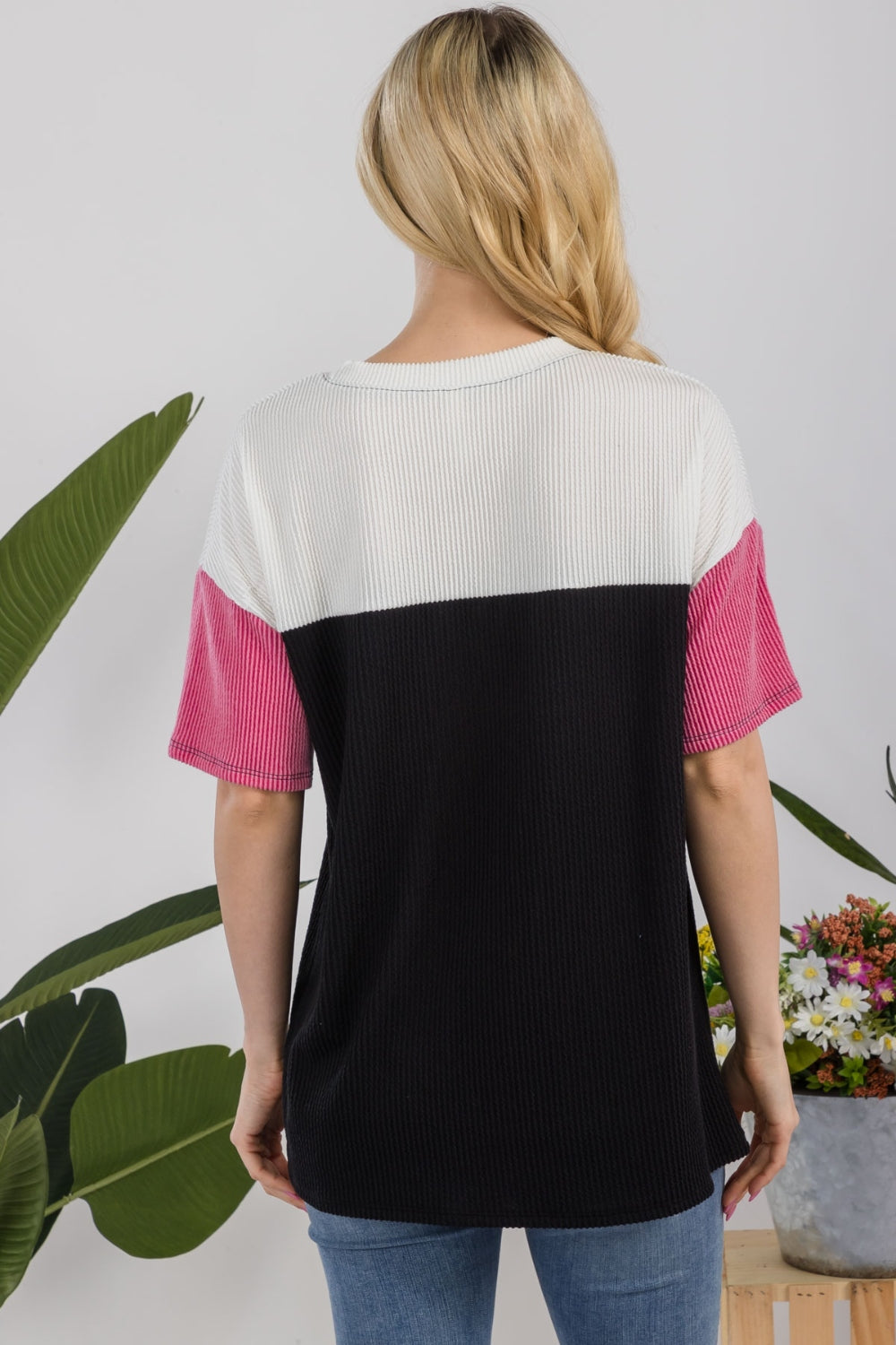 Brenna Ribbed Color Block Top