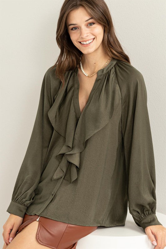 Itzel Long Sleeve Ruffle Blouse