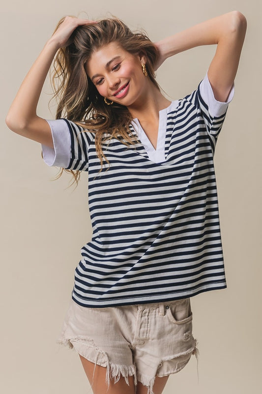 Colby Contrast Striped Knit Top