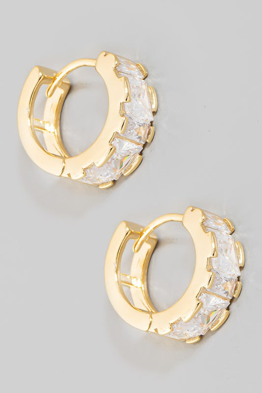 Mini Rhinestone Huggie Hoop Earrings