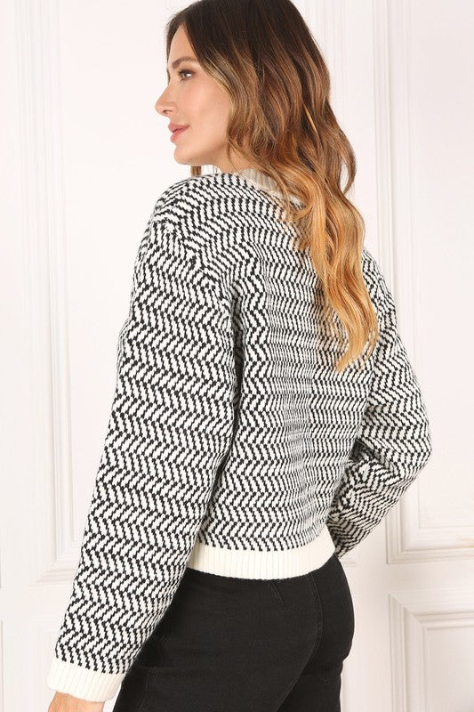 Kendall Herringbone Crew Neck Sweater