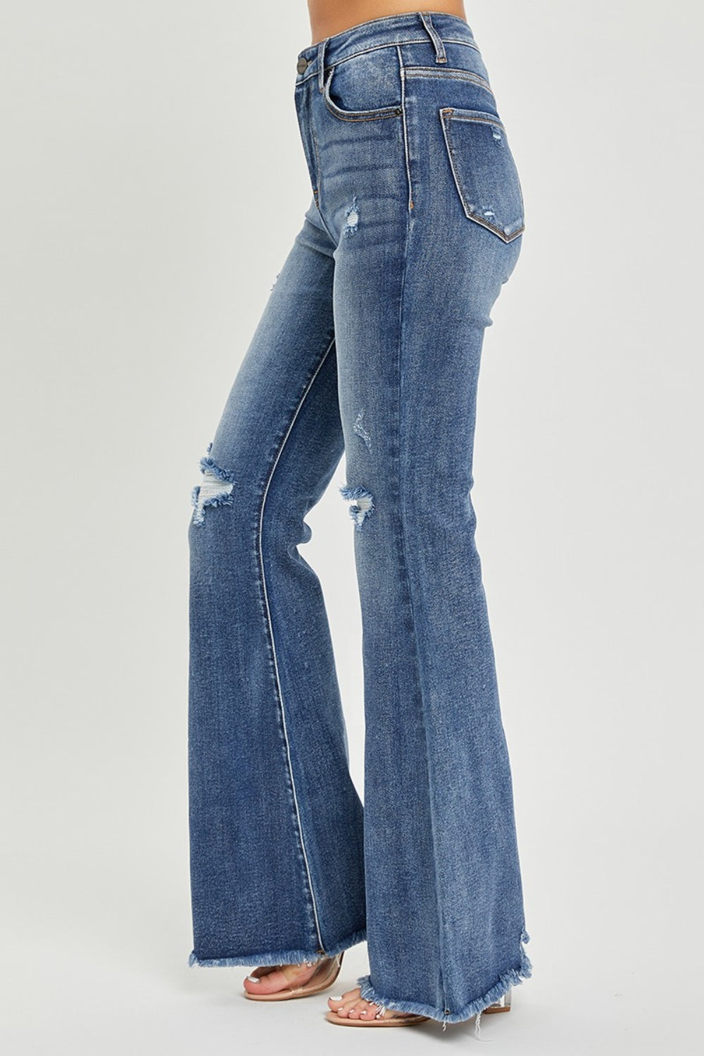 High Waist Distressed Flare Jeans