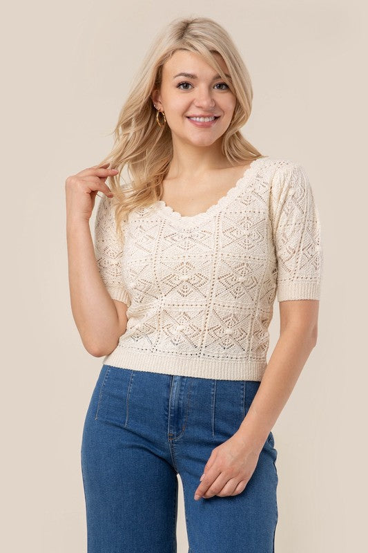 Lizbeth Crochet Knit Top